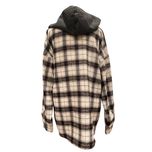 Ci Sono Plaid Hooded Shacket – Size L – Cozy Oversized Layer - Picture 6 of 7